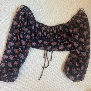 Floral Puff Sleeve Crop Top